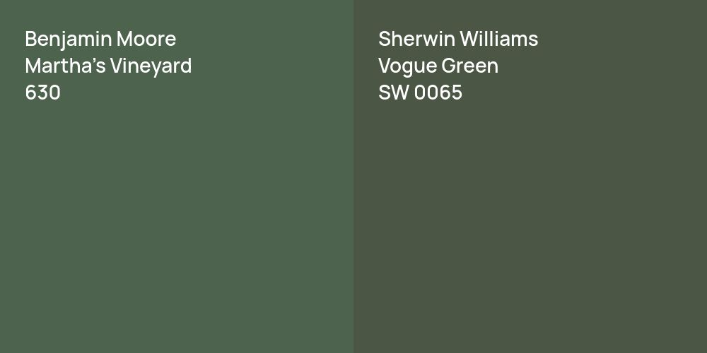 Benjamin Moore Martha's Vineyard vs. Sherwin Williams Vogue Green