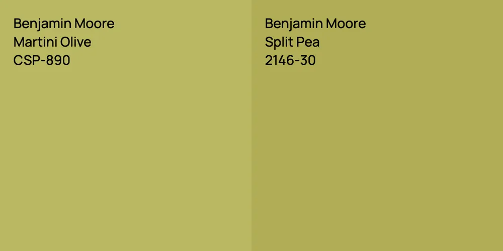 Benjamin Moore Martini Olive vs. Benjamin Moore Split Pea