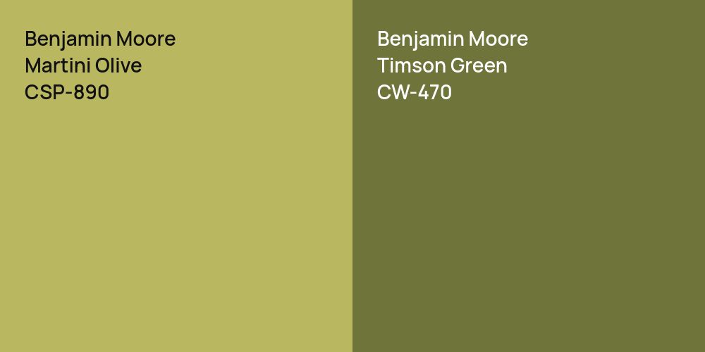 Benjamin Moore Martini Olive vs. Benjamin Moore Timson Green