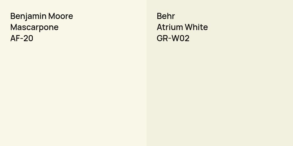 Benjamin Moore Mascarpone vs. Behr Atrium White