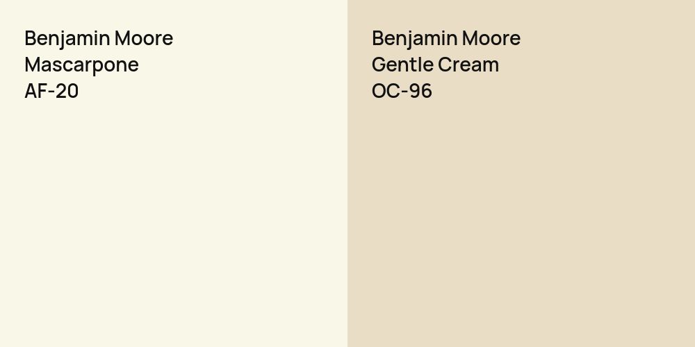 Benjamin Moore Mascarpone vs. Benjamin Moore Gentle Cream