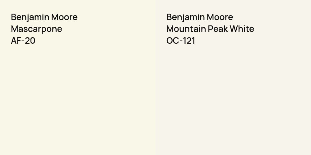 Benjamin Moore Mascarpone vs. Benjamin Moore Mountain Peak White