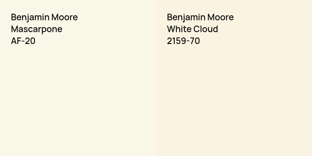 Benjamin Moore Mascarpone vs. Benjamin Moore White Cloud