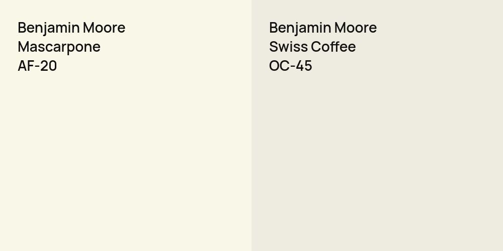 Benjamin Moore Mascarpone vs. Benjamin Moore Swiss Coffee