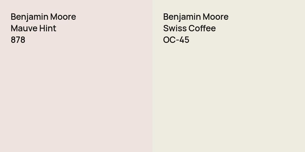 Benjamin Moore Mauve Hint vs. Benjamin Moore Swiss Coffee