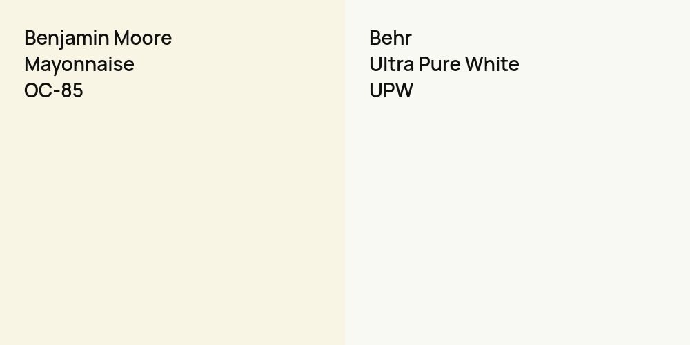 Benjamin Moore Mayonnaise vs. Behr Ultra Pure White