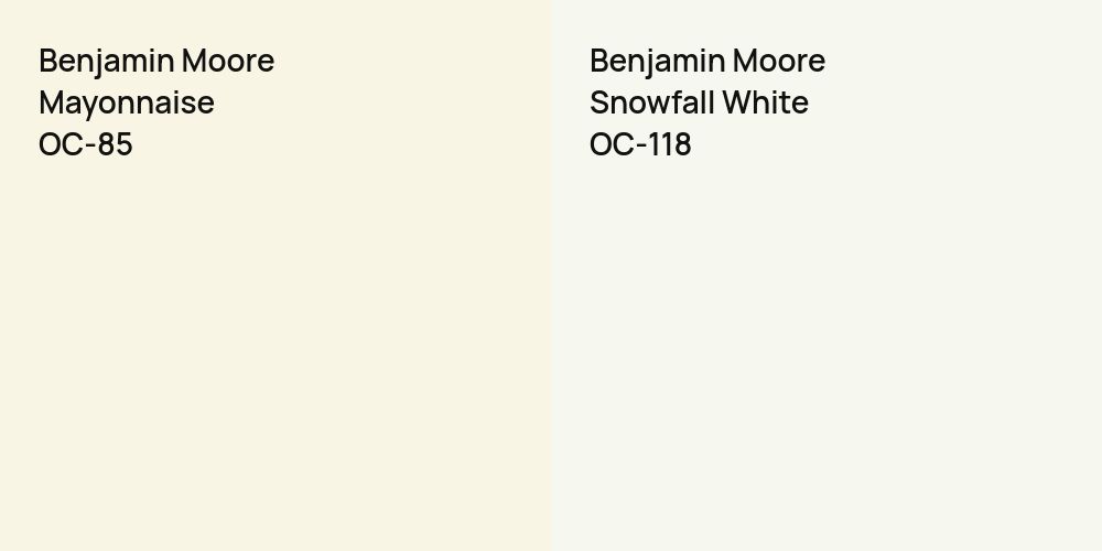 Benjamin Moore Mayonnaise vs. Benjamin Moore Snowfall White