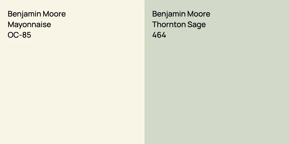 Benjamin Moore Mayonnaise vs. Benjamin Moore Thornton Sage