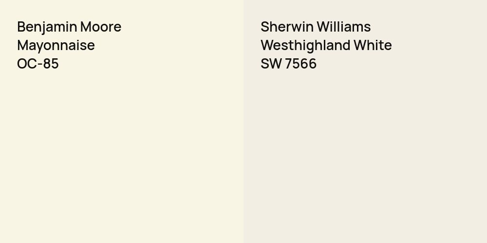 Benjamin Moore Mayonnaise vs. Sherwin Williams Westhighland White