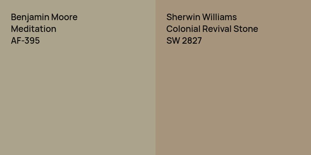 Benjamin Moore Meditation vs. Sherwin Williams Colonial Revival Stone