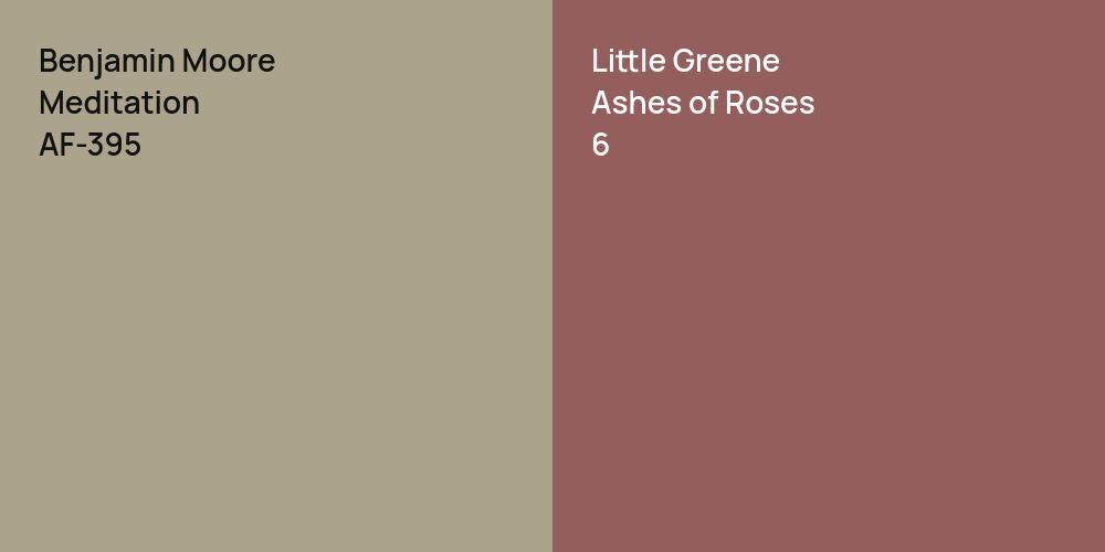 Benjamin Moore Meditation vs. Little Greene Ashes of Roses