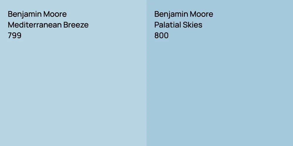 Benjamin Moore Mediterranean Breeze vs. Benjamin Moore Palatial Skies