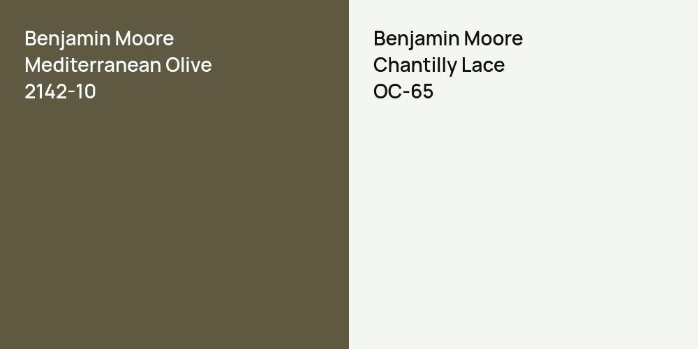 Benjamin Moore Mediterranean Olive vs. Benjamin Moore Chantilly Lace