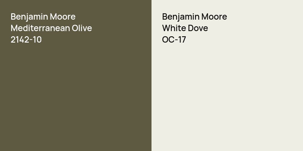 Benjamin Moore Mediterranean Olive vs. Benjamin Moore White Dove