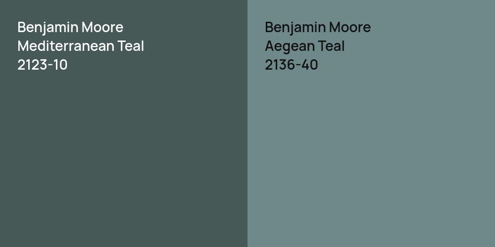 Benjamin Moore Mediterranean Teal vs. Benjamin Moore Aegean Teal