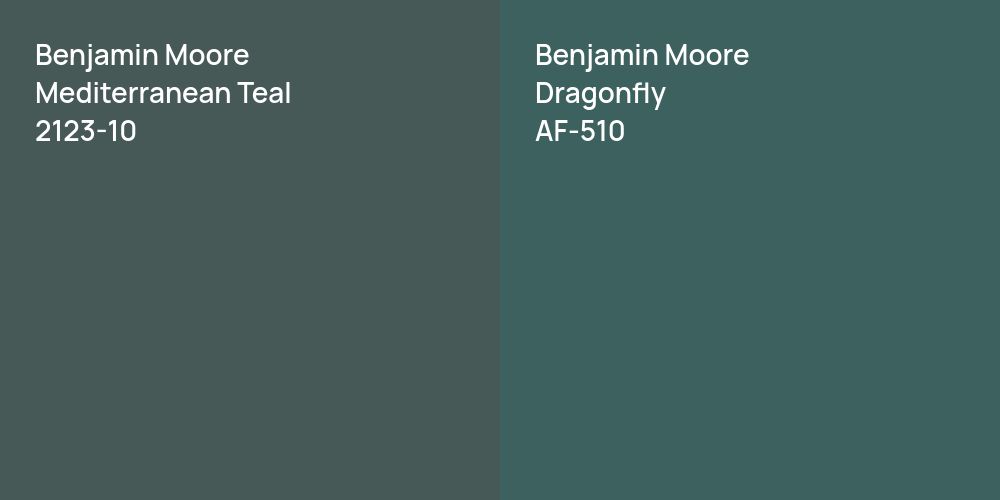 Benjamin Moore Mediterranean Teal vs. Benjamin Moore Dragonfly