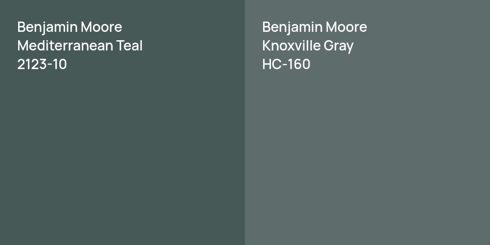 Benjamin Moore Mediterranean Teal vs. Benjamin Moore Knoxville Gray