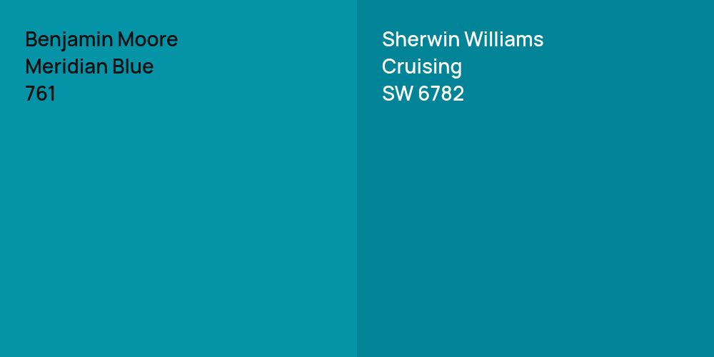 Benjamin Moore Meridian Blue vs. Sherwin Williams Cruising