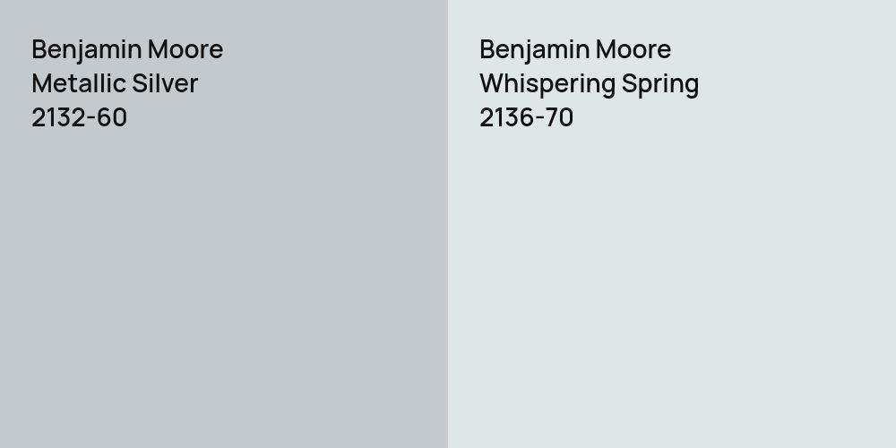 Benjamin Moore Metallic Silver vs. Benjamin Moore Whispering Spring