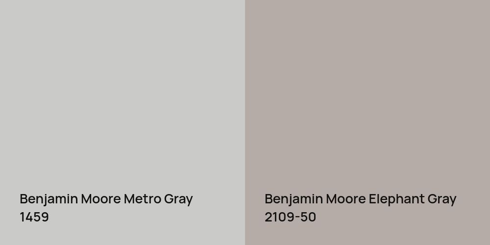 Benjamin Moore Metro Gray vs. Benjamin Moore Elephant Gray