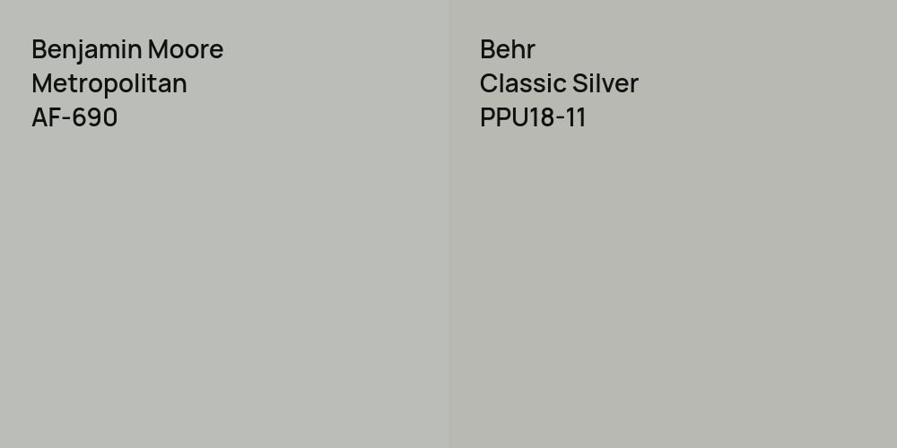 Benjamin Moore Metropolitan vs. Behr Classic Silver