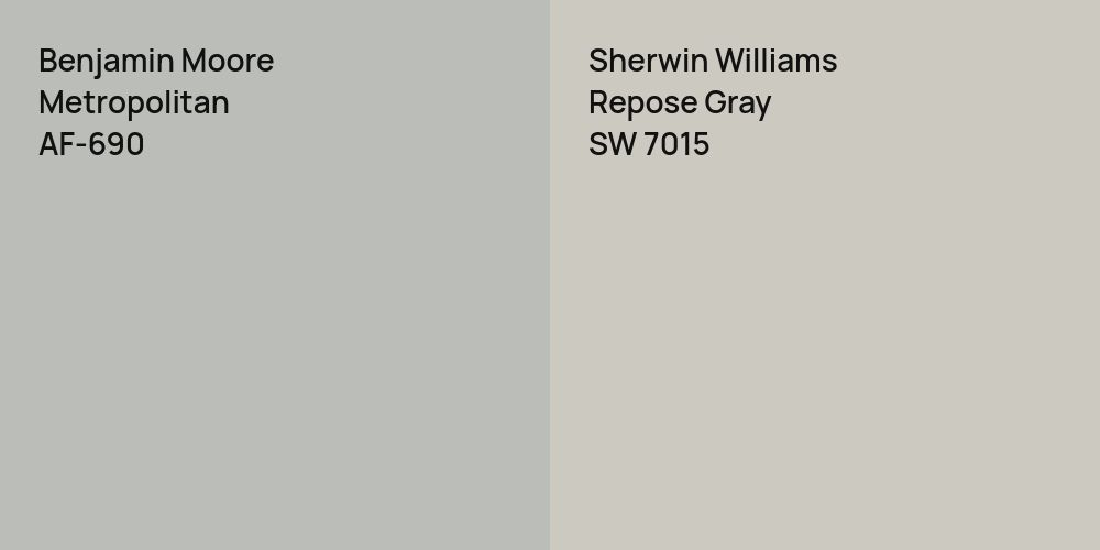 Benjamin Moore Metropolitan vs. Sherwin Williams Repose Gray