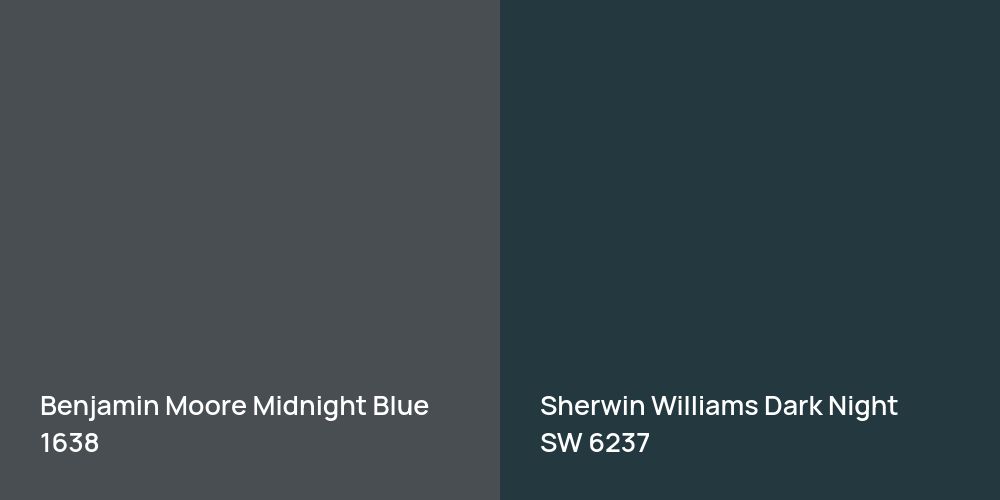 Benjamin Moore Midnight Blue vs. Sherwin Williams Dark Night