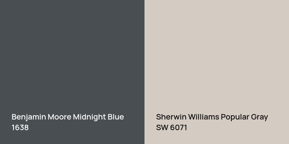 Benjamin Moore Midnight Blue vs. Sherwin Williams Popular Gray