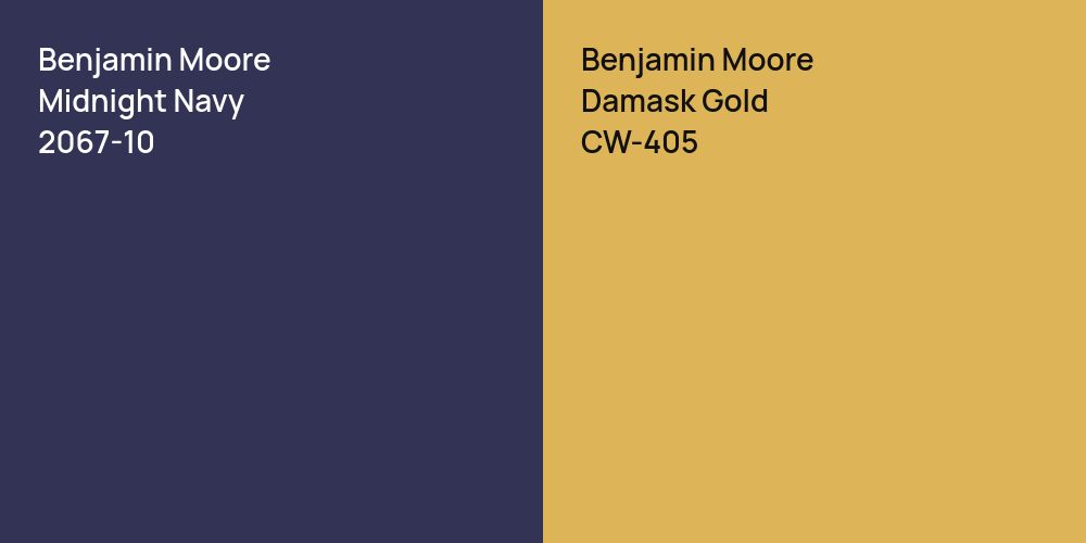 Benjamin Moore Midnight Navy vs. Benjamin Moore Damask Gold