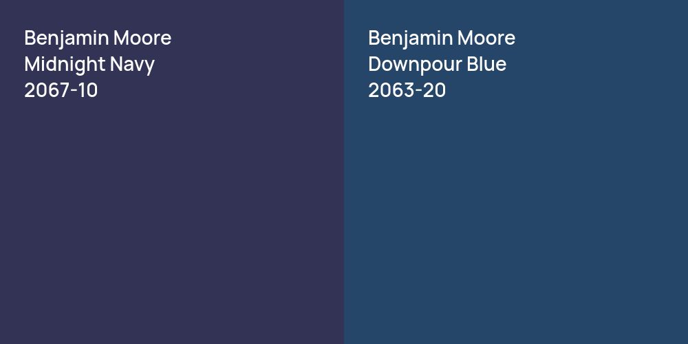 Benjamin Moore Midnight Navy vs. Benjamin Moore Downpour Blue