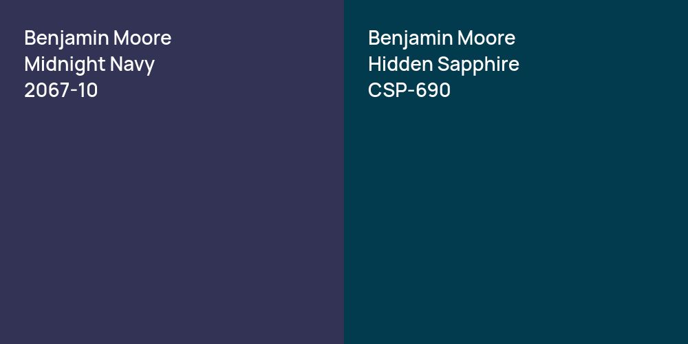 Benjamin Moore Midnight Navy vs. Benjamin Moore Hidden Sapphire