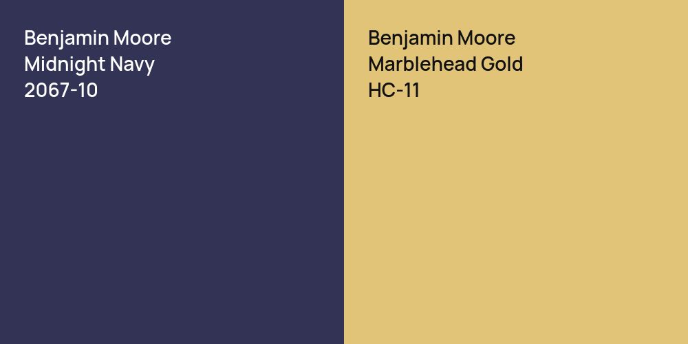 Benjamin Moore Midnight Navy vs. Benjamin Moore Marblehead Gold