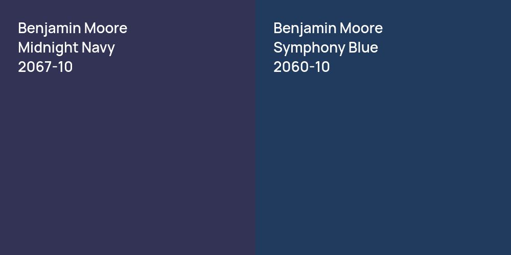 Benjamin Moore Midnight Navy vs. Benjamin Moore Symphony Blue