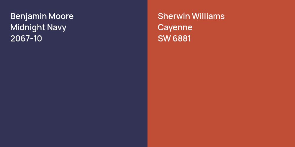 Benjamin Moore Midnight Navy vs. Sherwin Williams Cayenne