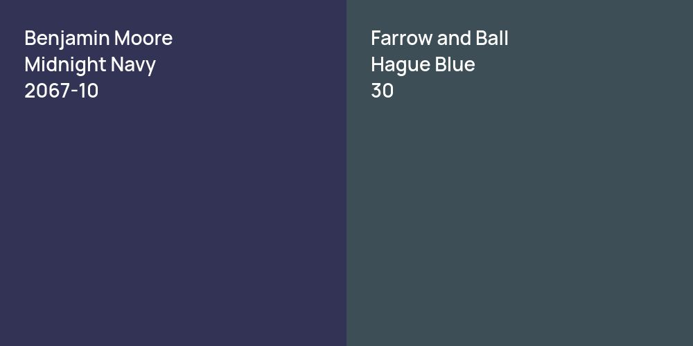 Benjamin Moore Midnight Navy vs. Farrow and Ball Hague Blue