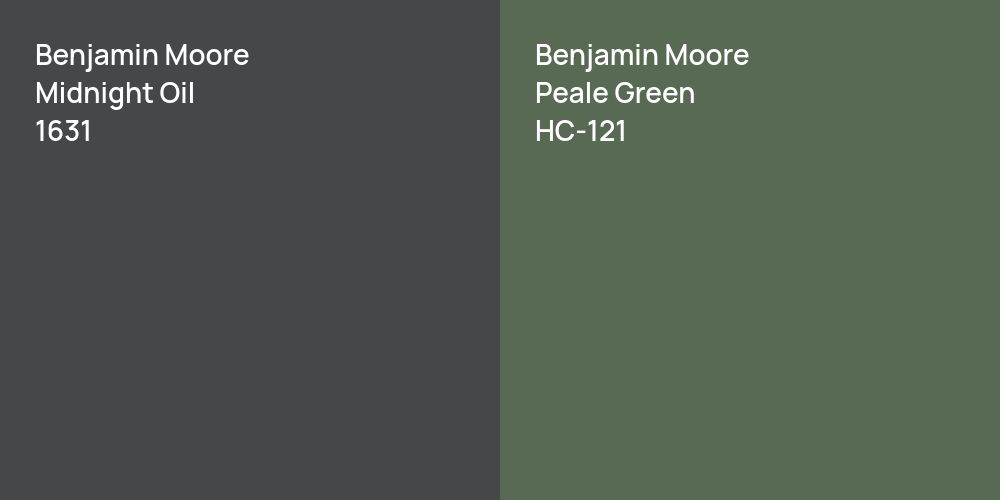 Benjamin Moore Midnight Oil vs. Benjamin Moore Peale Green