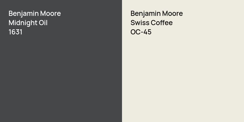 Benjamin Moore Midnight Oil vs. Benjamin Moore Swiss Coffee