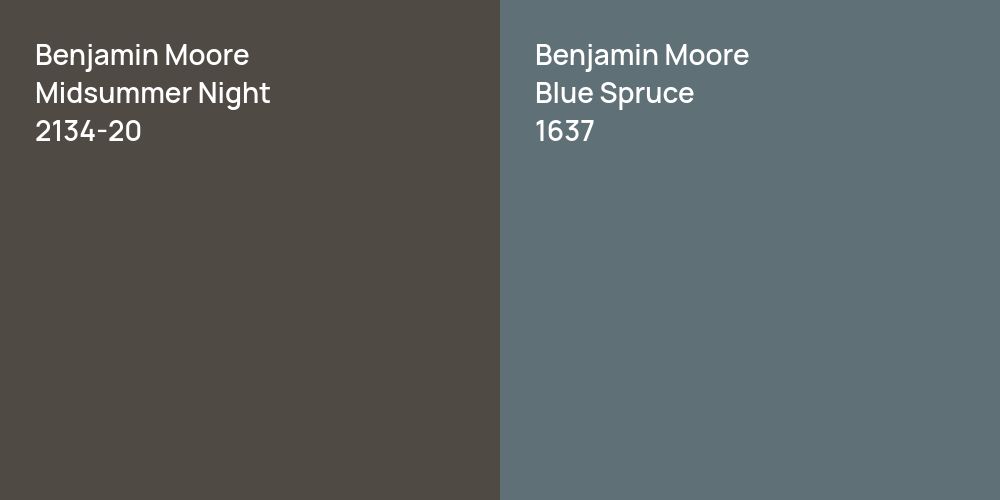 Benjamin Moore Midsummer Night vs. Benjamin Moore Blue Spruce