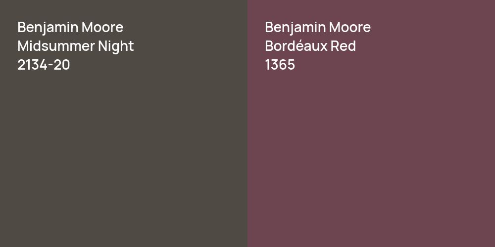 Benjamin Moore Midsummer Night vs. Benjamin Moore Bordéaux Red