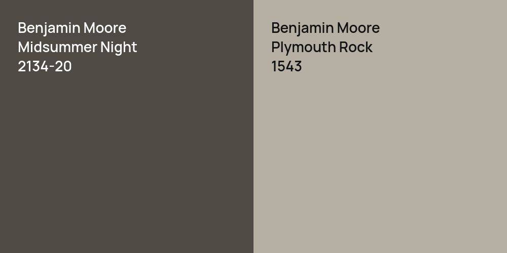 Benjamin Moore Midsummer Night vs. Benjamin Moore Plymouth Rock