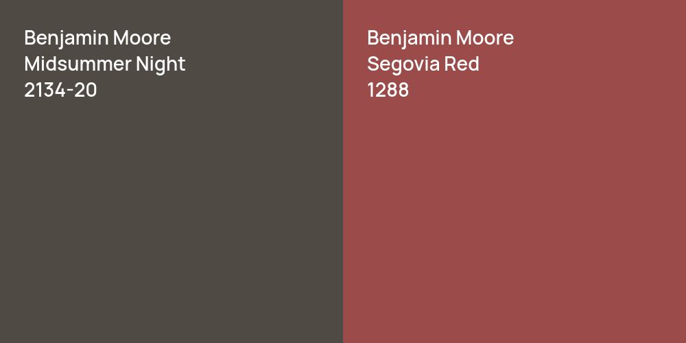 Benjamin Moore Midsummer Night vs. Benjamin Moore Segovia Red