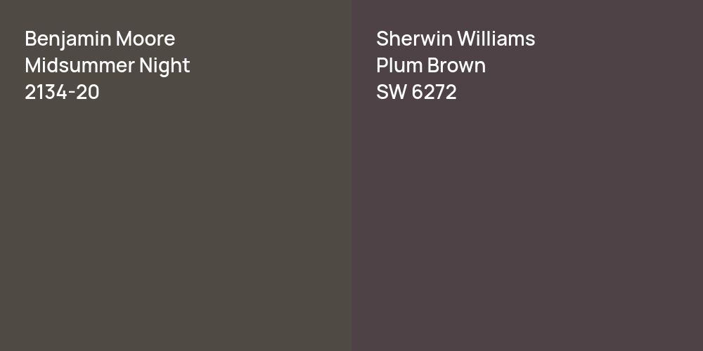 Benjamin Moore Midsummer Night vs. Sherwin Williams Plum Brown