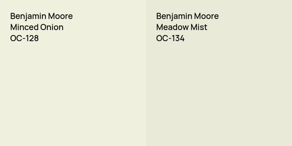 Benjamin Moore Minced Onion vs. Benjamin Moore Meadow Mist