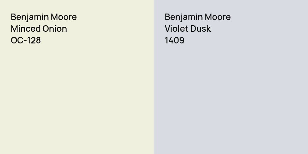 Benjamin Moore Minced Onion vs. Benjamin Moore Violet Dusk