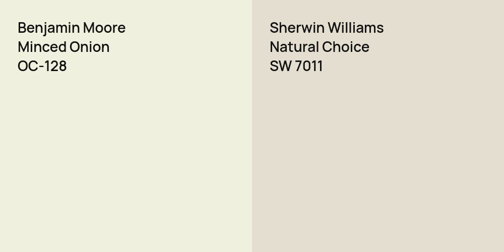 Benjamin Moore Minced Onion vs. Sherwin Williams Natural Choice