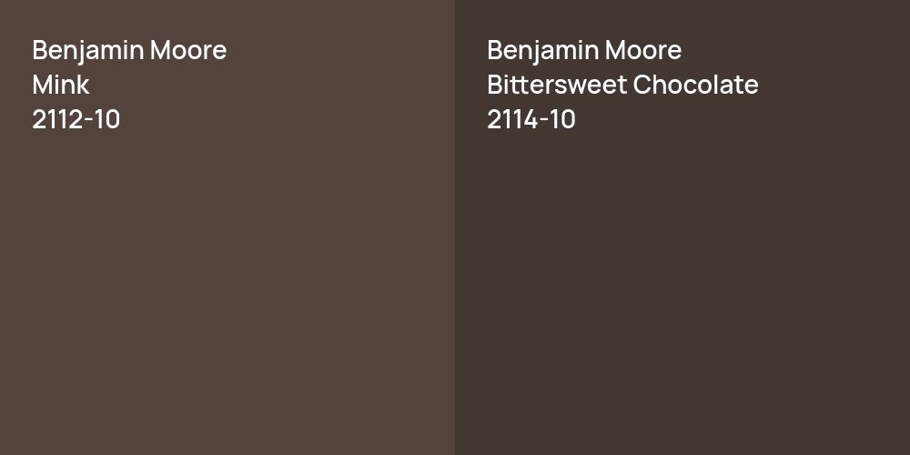 Benjamin Moore Mink vs. Benjamin Moore Bittersweet Chocolate