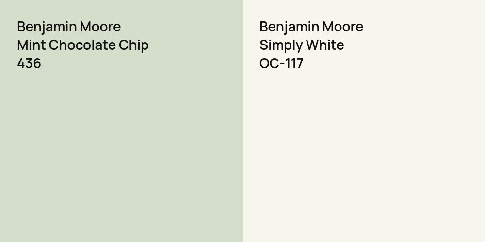 Benjamin Moore Mint Chocolate Chip vs. Benjamin Moore Simply White