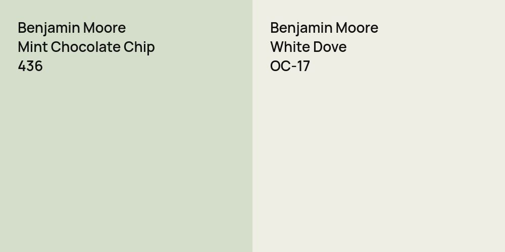 Benjamin Moore Mint Chocolate Chip vs. Benjamin Moore White Dove