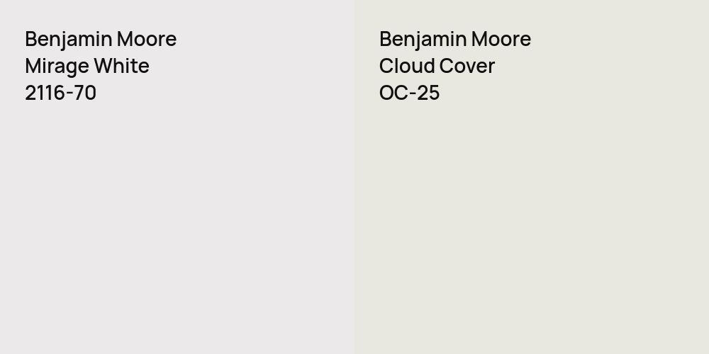 Benjamin Moore Mirage White vs. Benjamin Moore Cloud Cover