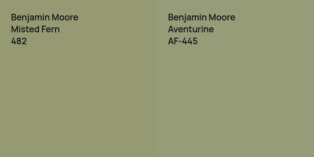 Benjamin Moore Misted Fern vs. Benjamin Moore Aventurine